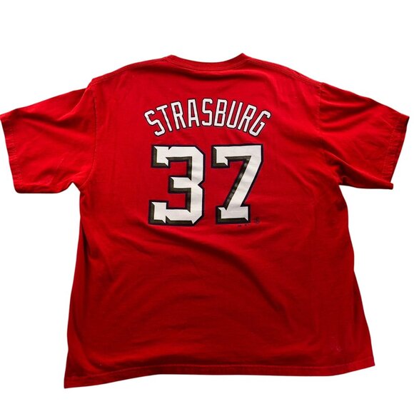 Washington Nationals Strasburg #37 T-Shirt XL Red Graphic Tee - Picture 2 of 11